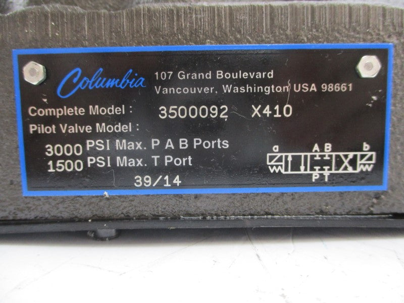 COLUMBIA 3500092 X410 24VDC 1.39A 3000PSI NSNP