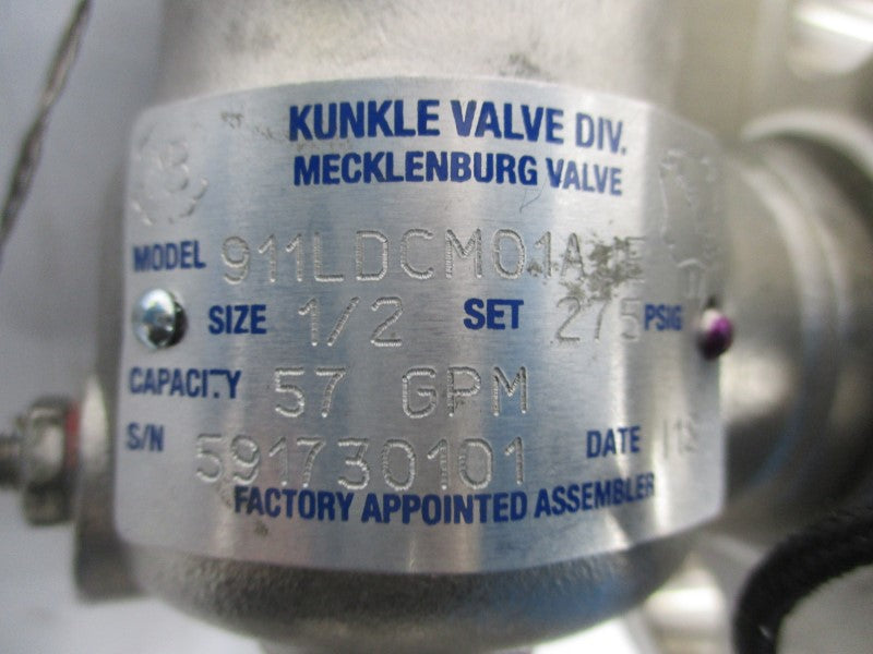KUNKLE VALVE 911LDCM01AJE 275PSI 1/2" NSNP