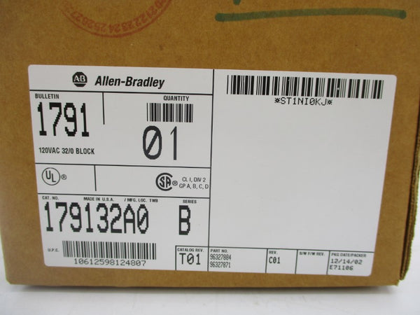 ALLEN BRADLEY 179132A0 SER. B 120VAC REV. C01 DATE: 2012 NSFS