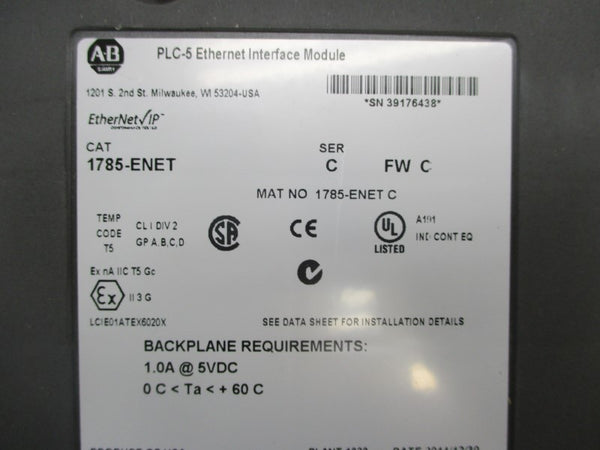 ALLEN BRADLEY 1785-ENET SER. C F/W C 5VDC 1.0A NSMP