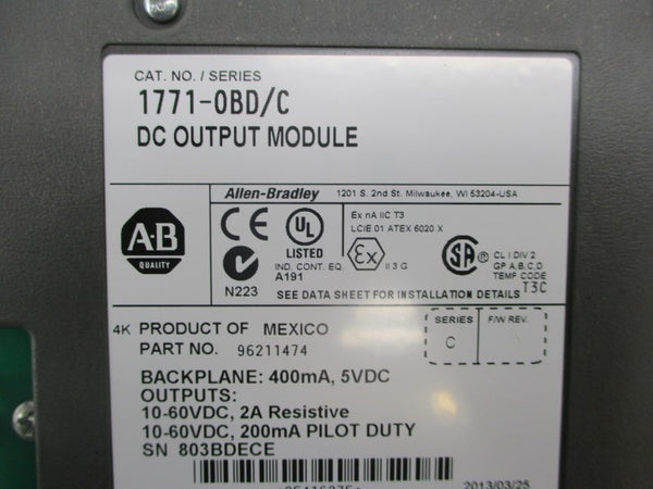 ALLEN BRADLEY 1771-OBD SER. C 10-60VDC 2A NSMP