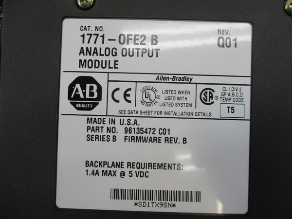 ALLEN BRADLEY 1771-OFE2 SER. B F/W B REV. Q01 5VDC 1.4A NSMP