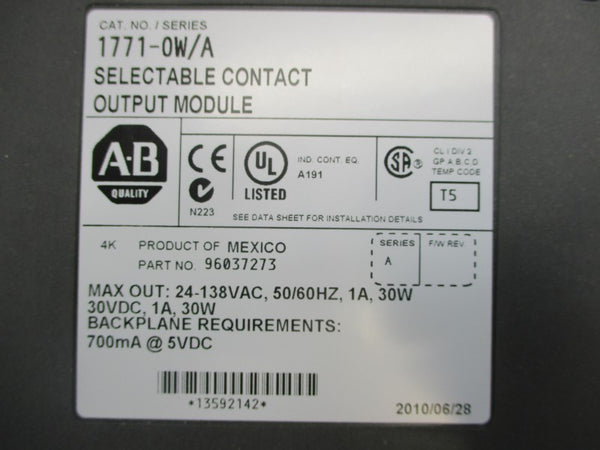 ALLEN BRADLEY 1771-OW SER. A 24-138VAC 1A NSMP