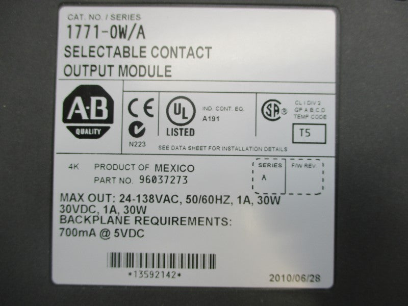 ALLEN BRADLEY 1771-OW SER. A 24-138VAC 1A NSMP