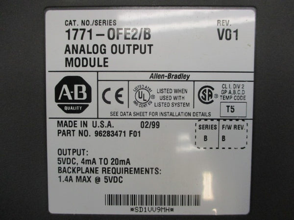 ALLEN BRADLEY 1771-OFE2 SER. B F/W B REV. V01 5VDC 1.4A NSMP