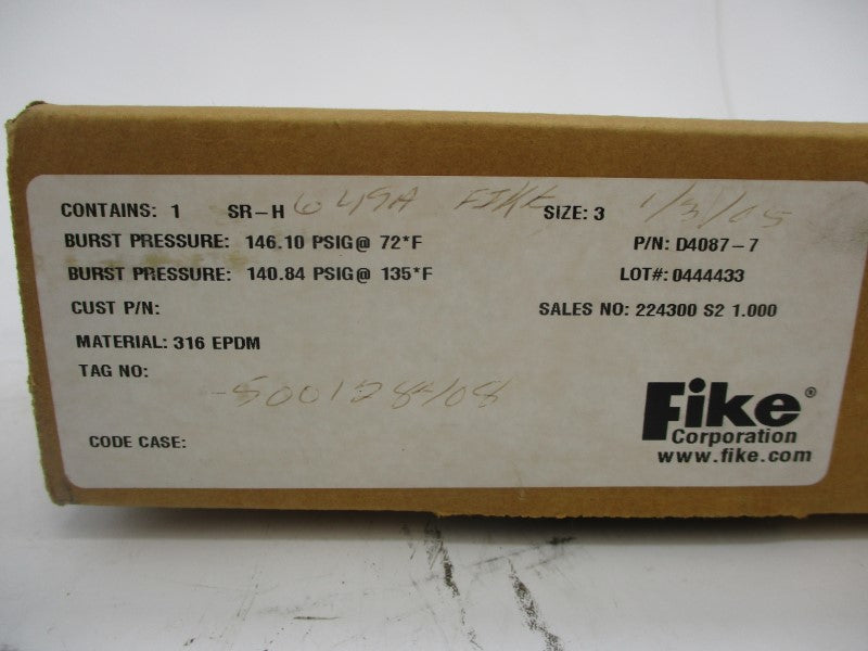 FIKE SR-H D4087-7 140.84PSI 3" NSFS