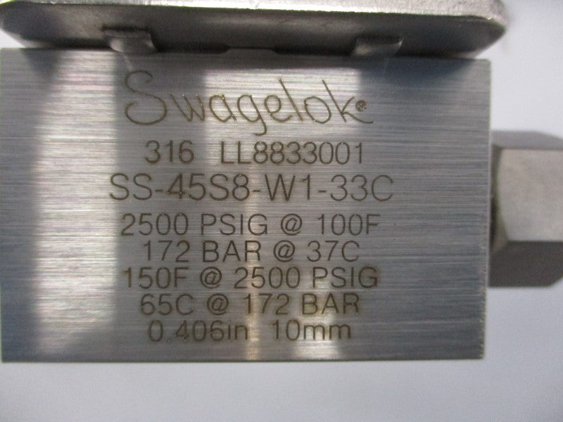 SWAGELOK SS-45S8-W1-33C 2500PSI NSMP