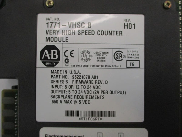 ALLEN BRADLEY 1771VHSC SER. B F/W D REV. H01 24VDC .650A NSMP