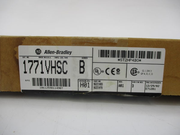 ALLEN BRADLEY 1771VHSC SER. B F/W D REV. H01 24VDC .650A NSMP