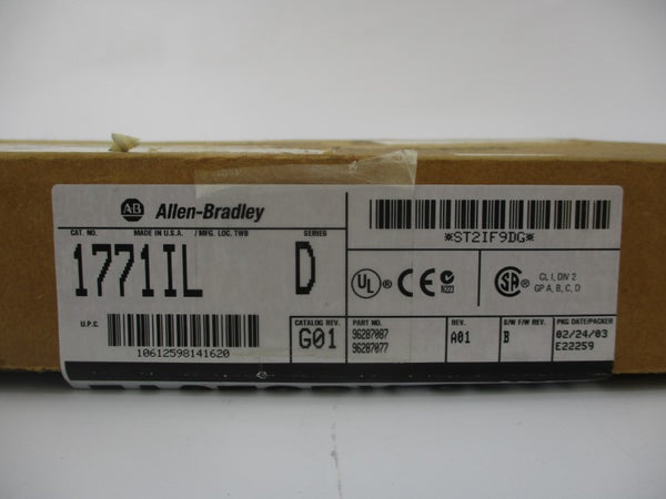 ALLEN BRADLEY 1771-IL SER. D F/W B REV. G01 10.0VDC 1.100A NSMP
