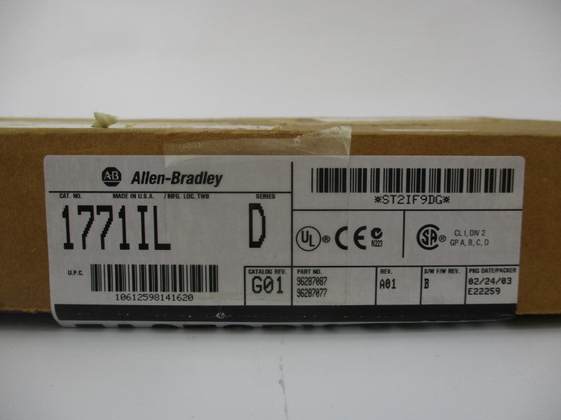 ALLEN BRADLEY 1771-IL SER. D F/W B REV. G01 10.0VDC 1.100A NSMP