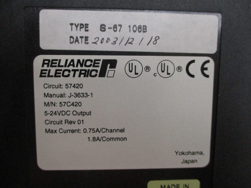 RELIANCE ELECTRIC 57C420 5-24VDC 1.8A REV. 01 NSMP