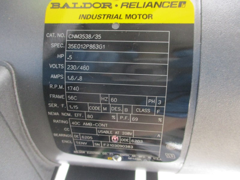 BALDOR CNM3538/35 35E012P863G1 230/460V 1.6/.8 NSNP