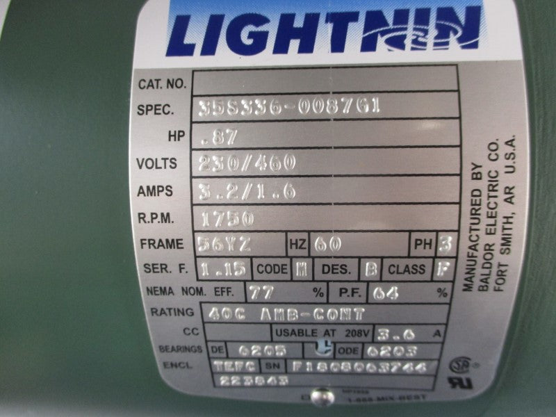 LIGHTNIN 35S336-0087G1 230/460V 3.2/1.6A NSNP