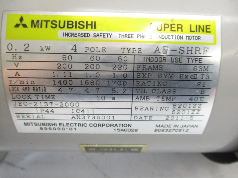 MITSUBISHI JEC-2137-2000 AF-SHRF 200/220V 2.0/1.11A NSNP