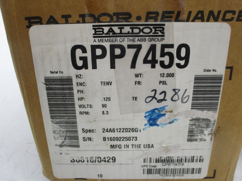 BALDOR GPP7459 24A612Z026G1 90V .75A NSNP