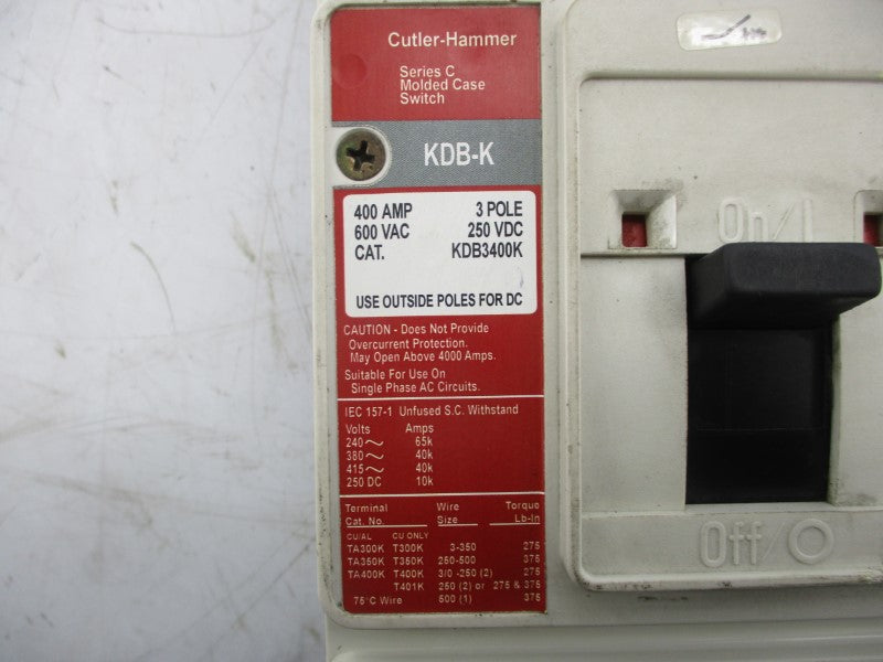 CUTLER-HAMMER KDB3400K SER. C 600VAC 400A UNMP