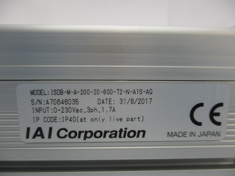 IAI ISDB-M-A-200-20-600-T2-N-A1S-AQ 0-230VAC 1.7A NSNP
