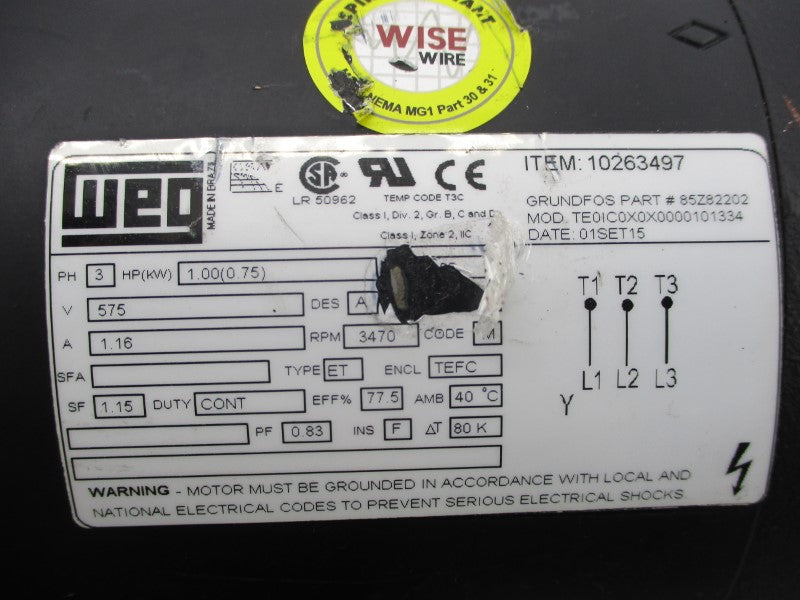WEG TE0IC0X0X0000101334 575V 1.16A (AS PICTURED) NSNP