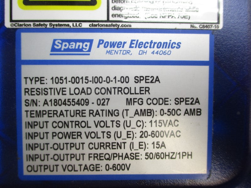 SPANG 1051-0015-I00-0-1-00 20-600VAC 15A NSNP