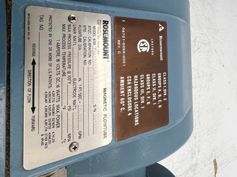 ROSEMOUNT 8701TNA020S1G3 16VDC 1A 275PSI NSNP