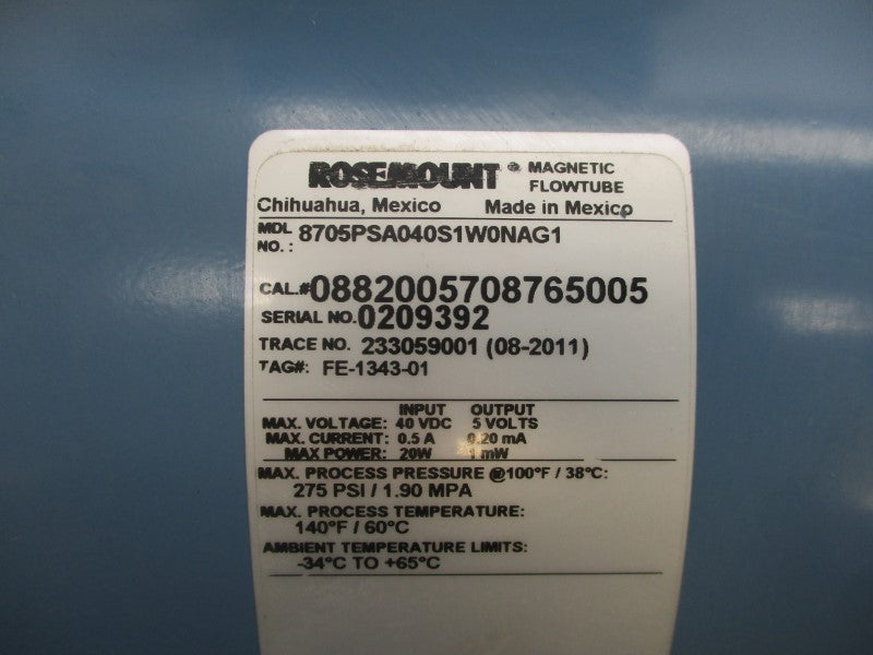 ROSEMOUNT 8705PSA040S1W0NAG1 40VDC 0.5A 275PSI NSNP