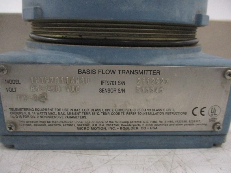 MICRO MOTION F100SI128SU W/ IFT9701I6N3U 85-250VAC UNMP