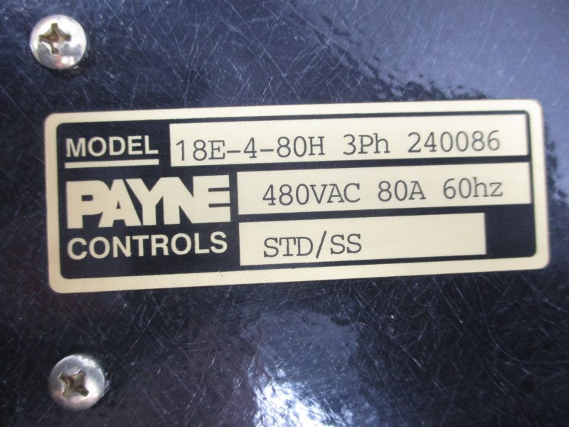 PAYNE CONTROLS 18E-4-80H 480VAC 80A NSNP