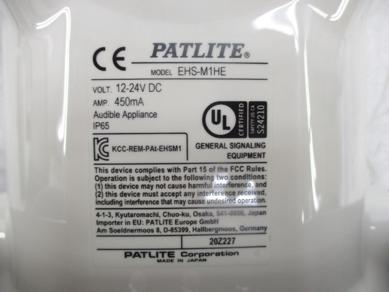 PATLITE EHS-M1HE 12-24VDC 450A NSMP