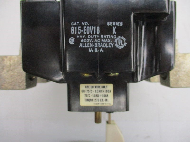 ALLEN BRADLEY 815-E0V16 SER. K 600VAC 100A NSMP