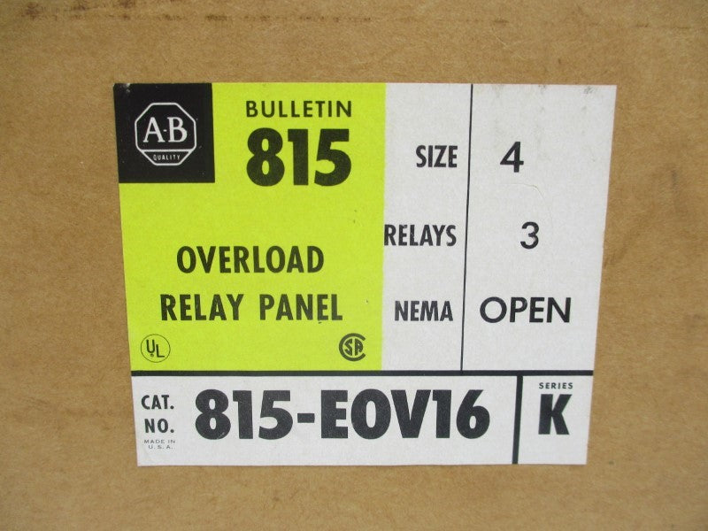 ALLEN BRADLEY 815-E0V16 SER. K 600VAC 100A NSMP