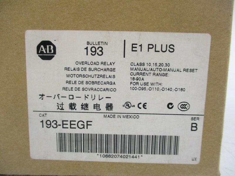 ALLEN BRADLEY 193-EEGF SER. B 600V 18-90A NSMP