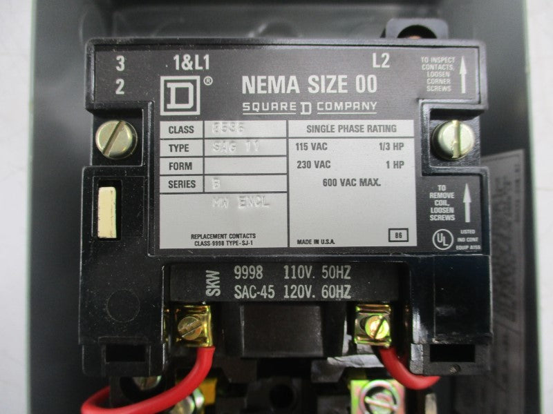 SQUARE D 8536SAG11V02 SER. B 110/120V NSNP