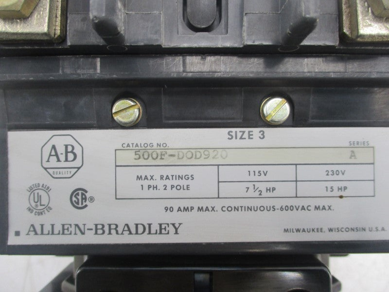 ALLEN BRADLEY 500F-DOD920 SER. A 115-120V NSNP