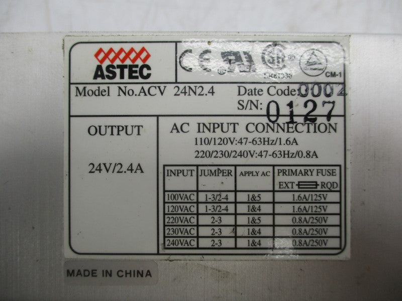 ASTEC ACV24N2.4 240V 0.8A UNMP
