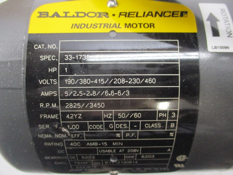 BALDOR 2221613 33-1738-1271 190/460V 2.5/6.6A NSMP