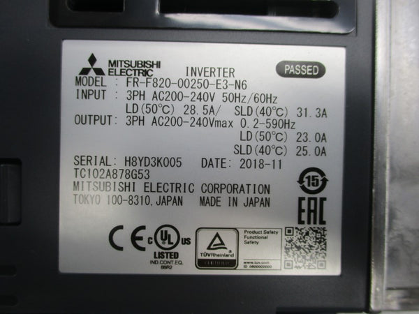 MITSUBISHI FR-F820-00250-E3-N6 200-240VAC 28.5A NSMP