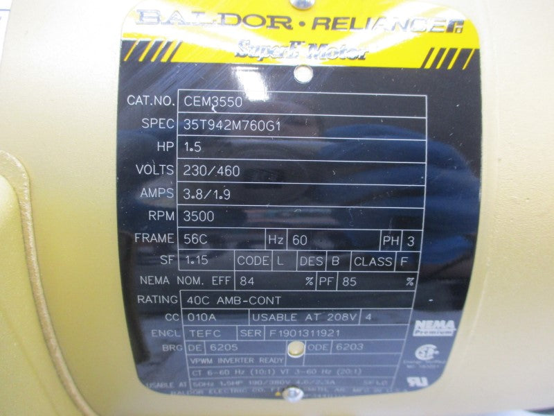 BALDOR CEM3550 230/460V 3.8/1.9A NSNP