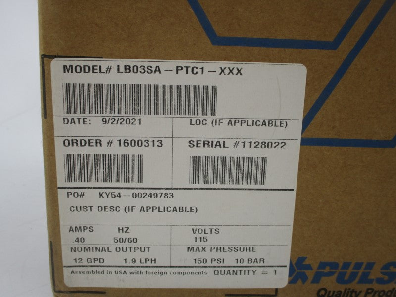 PULSATRON LB03SA-PTC1-XXX 115V .40A 150PSI NSMP