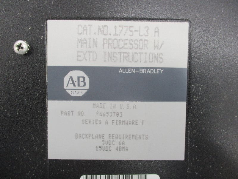 ALLEN BRADLEY 1775-L3A SER. A 5/15VDC 6A F/W F NSNP