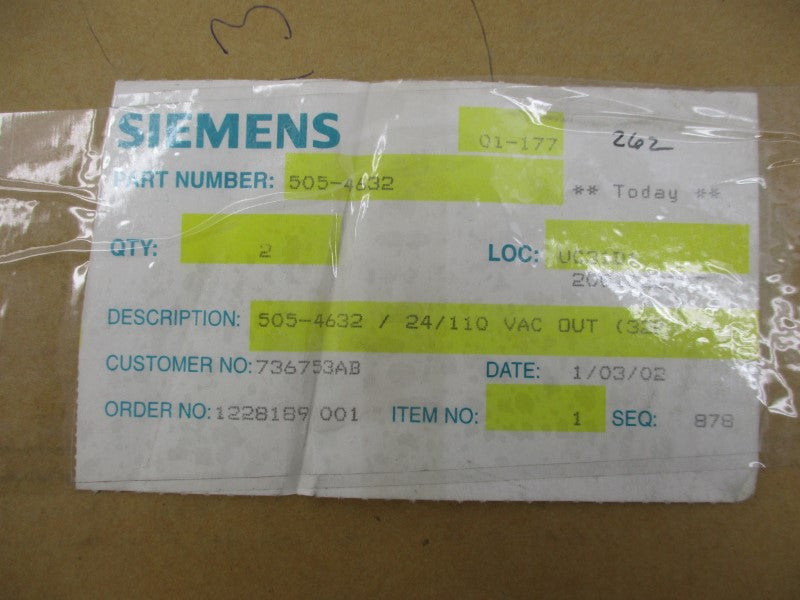 SIEMENS 505-4632 24/110VAC NSMP