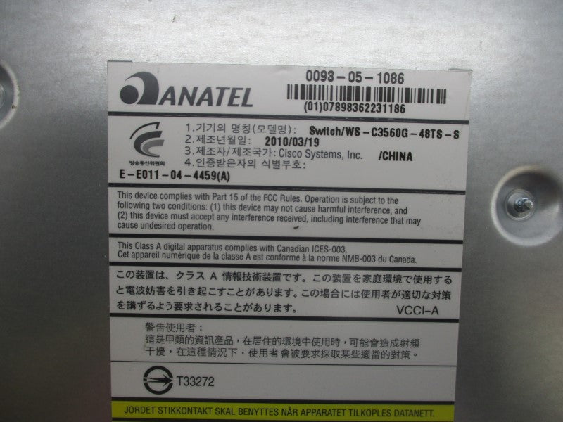 ANATEL WS-C3560G-48TS-S NSMP