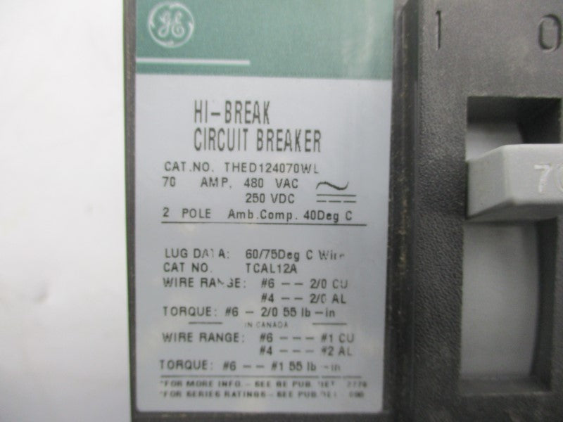GENERAL ELECTRIC THED124070WL 480V 70A NSNP
