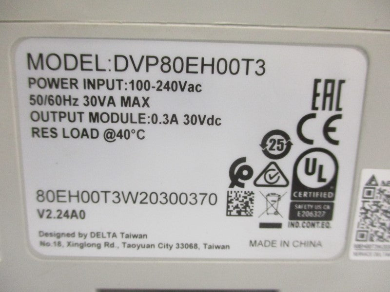 DELTA DVP80EH00T3 100-240VAC 0.3A NSNP