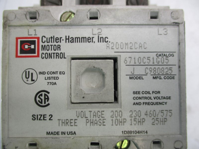 CUTLER HAMMER A200M2CAC 575V NSMP