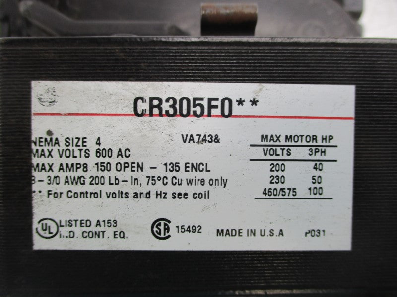 GENERAL ELECTRIC CR305F002 110/115-120V 8A NSMP