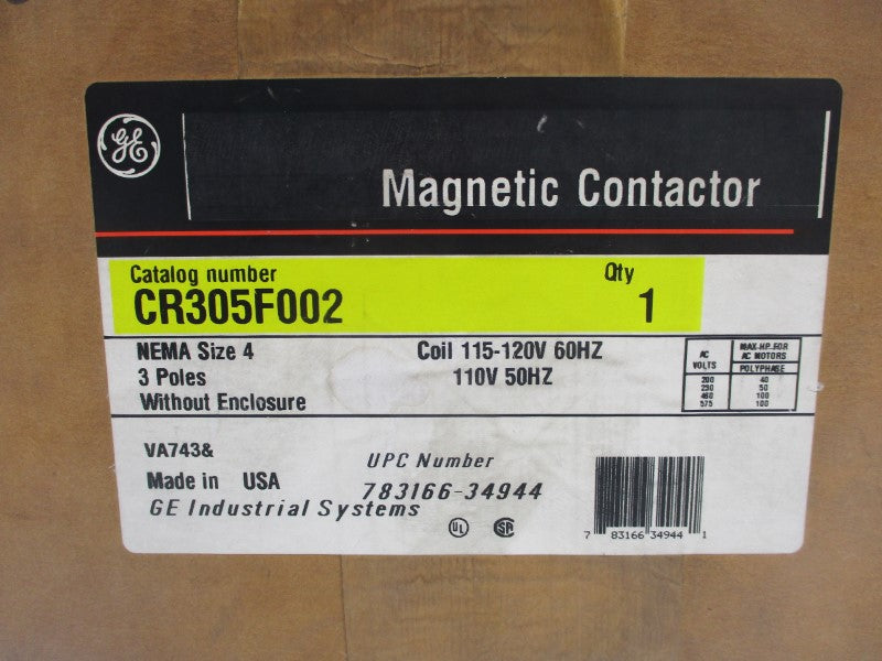GENERAL ELECTRIC CR305F002 110/115-120V 8A NSMP