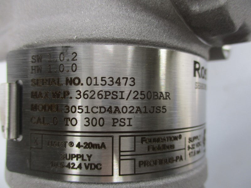 ROSEMOUNT 3051CD4A02A1JS5 10.5-42.4VDC 3626PSI NSMP