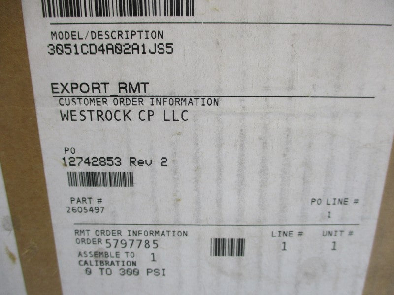 ROSEMOUNT 3051CD4A02A1JS5 10.5-42.4VDC 3626PSI NSMP