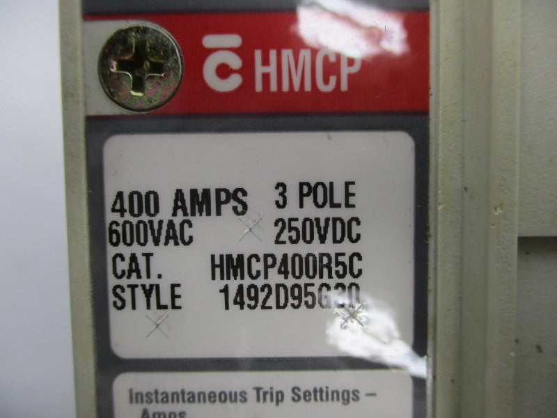 CUTLER HAMMER HMCP400R5C 1492D95G20 600VAC 400A NSNP